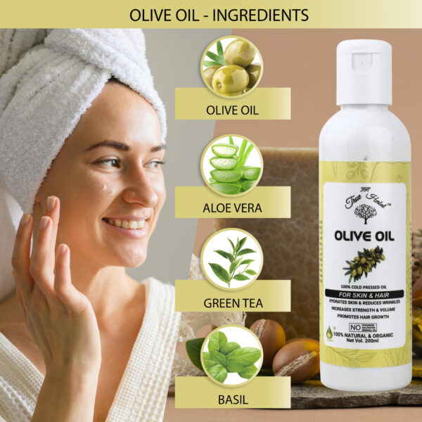 True Herbal Olive Oil for Hair and Skin 200ml - Image 4
